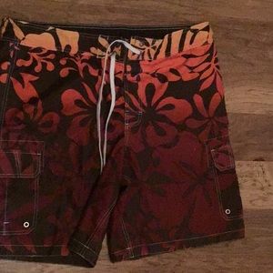 Men’s Merona XL Multi Colored brown red orange swim board shorts